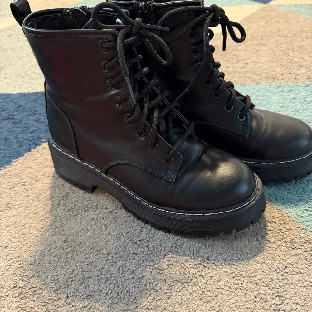 Woman’s Madden Black Combat Moto Boots